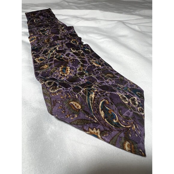 Christian Dior Monsieur All Silk Necktie Purple Filigree Pattern - Picture 9 of 10
